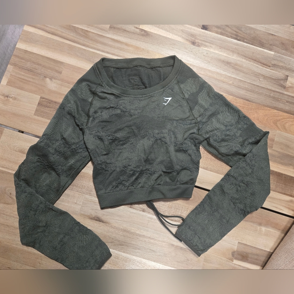Gymshark Adapt Camo Seamless long-sleeve crop Lace Back